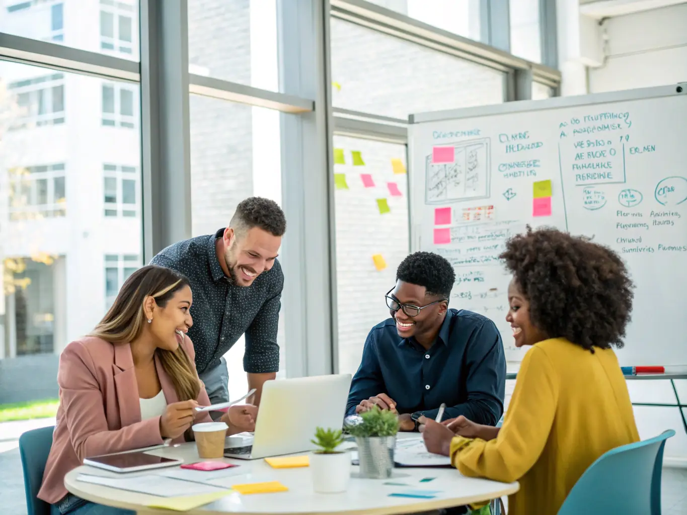 An image of a startup team collaborating around a growth chart, symbolizing expansion and success. The team is diverse, reflecting the South African context.